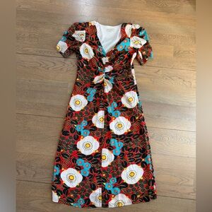 RHODE Red dress with white and turquoise flowers